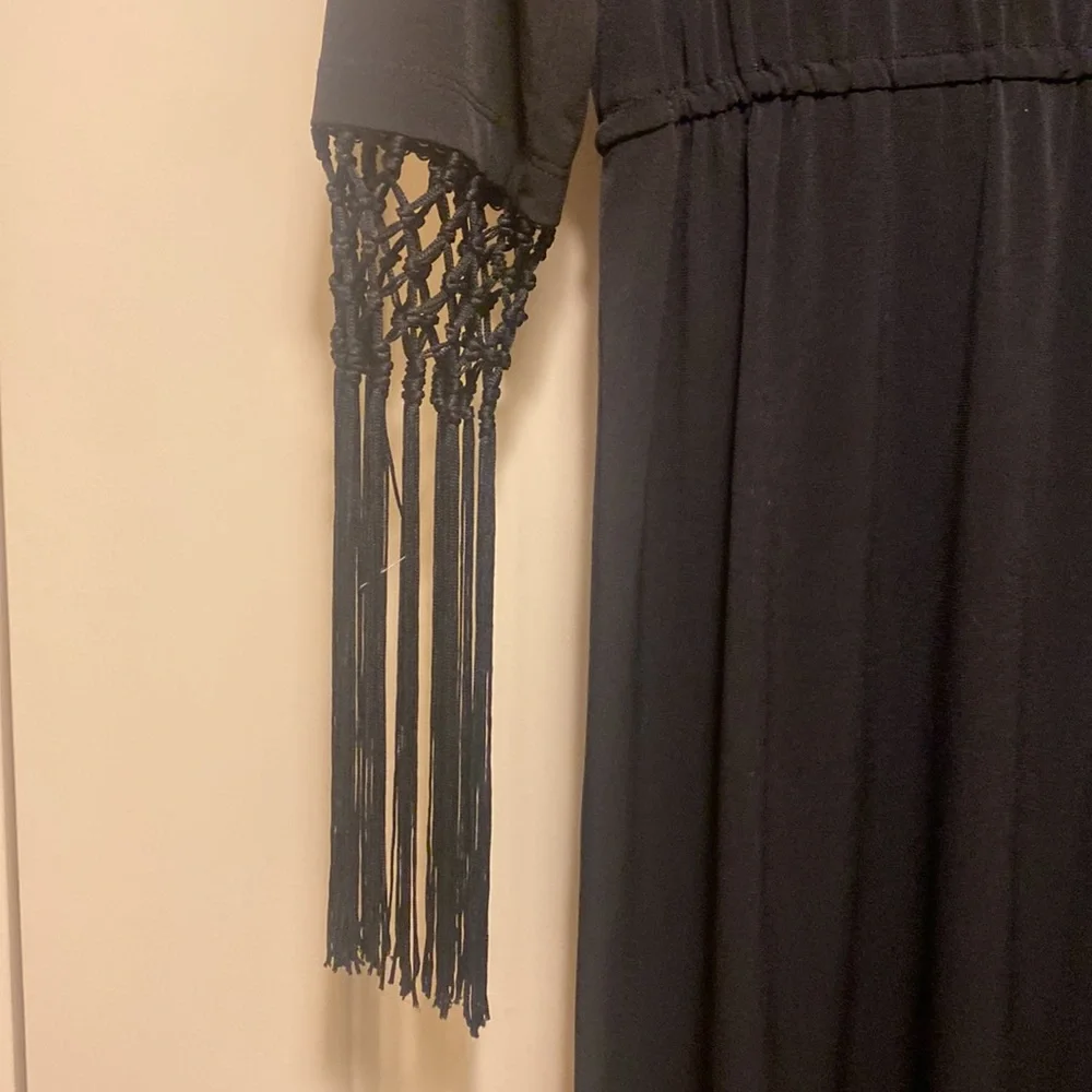 Unique black evening dress with lots of stretch.  Low neck.uniquely designed! - Picture 3 of 7